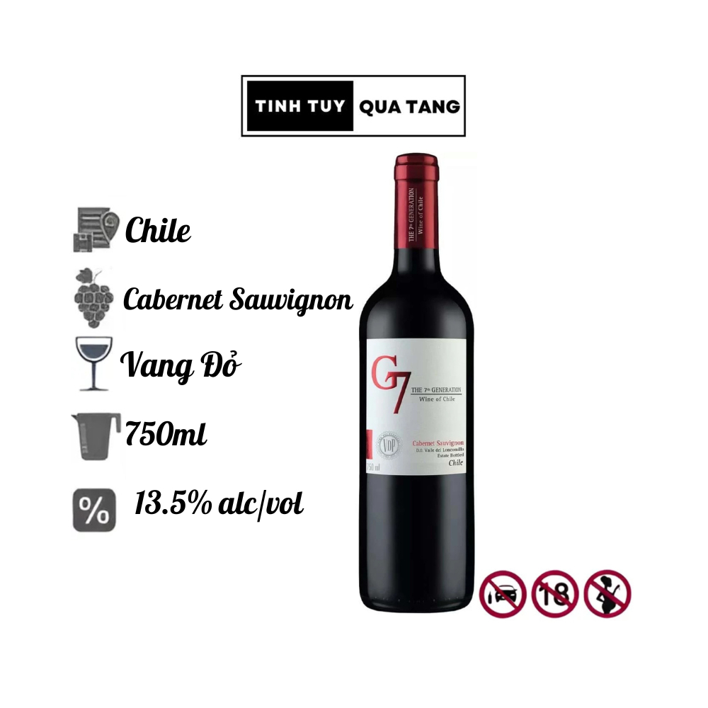 Rượu Vang đỏ Chile G7 Cabernet Sauvignon Dung tích 750ml Nồng độ 13.5% (Không hộp)