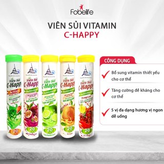 Viên Sủi C-Happy Fobe Bổ Sung Vitamin, Tăng Cường Đề Kháng 20 Viên