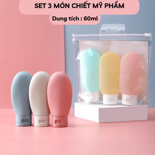  Lọ Chiết Mỹ Phẩm Dầu Gội Sữa Tắm Du Lịch 60ml - Chai Chiết Nắp Nhấn Tiện Dụng 88467 