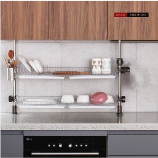 Kệ chén inox 2 tầng thay đổi được độ cao.