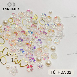 Túi charm hoa nơ nail đính trang trí móng angelica