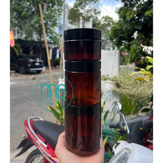 Hủ pet nâu 100-150g,200g,250g nắp nhựa đen đựng kem