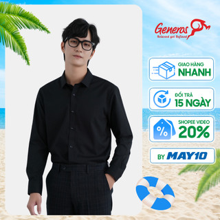 Áo sơ mi đen dài tay GENEROS 010123435MF AM123 sơ mi nam Hàn Quốc công sở đứng dáng ít nhăn