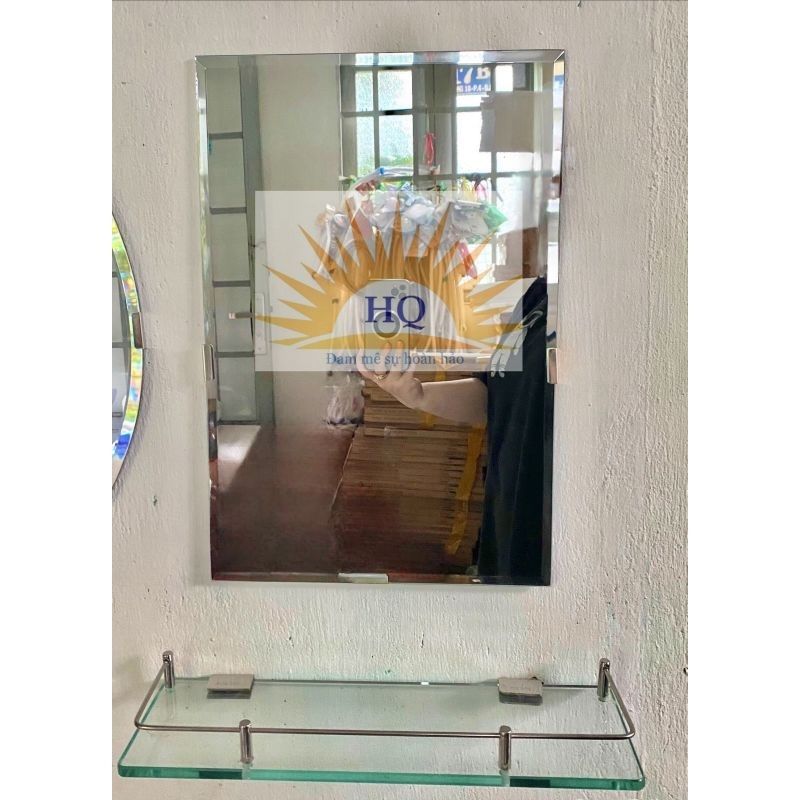 BỘ GƯƠNG SOI LOẠI NHỎ KT 30x45cm + KỆ GƯƠNG TREO NHÀ TẮM KÈM PAS MS403