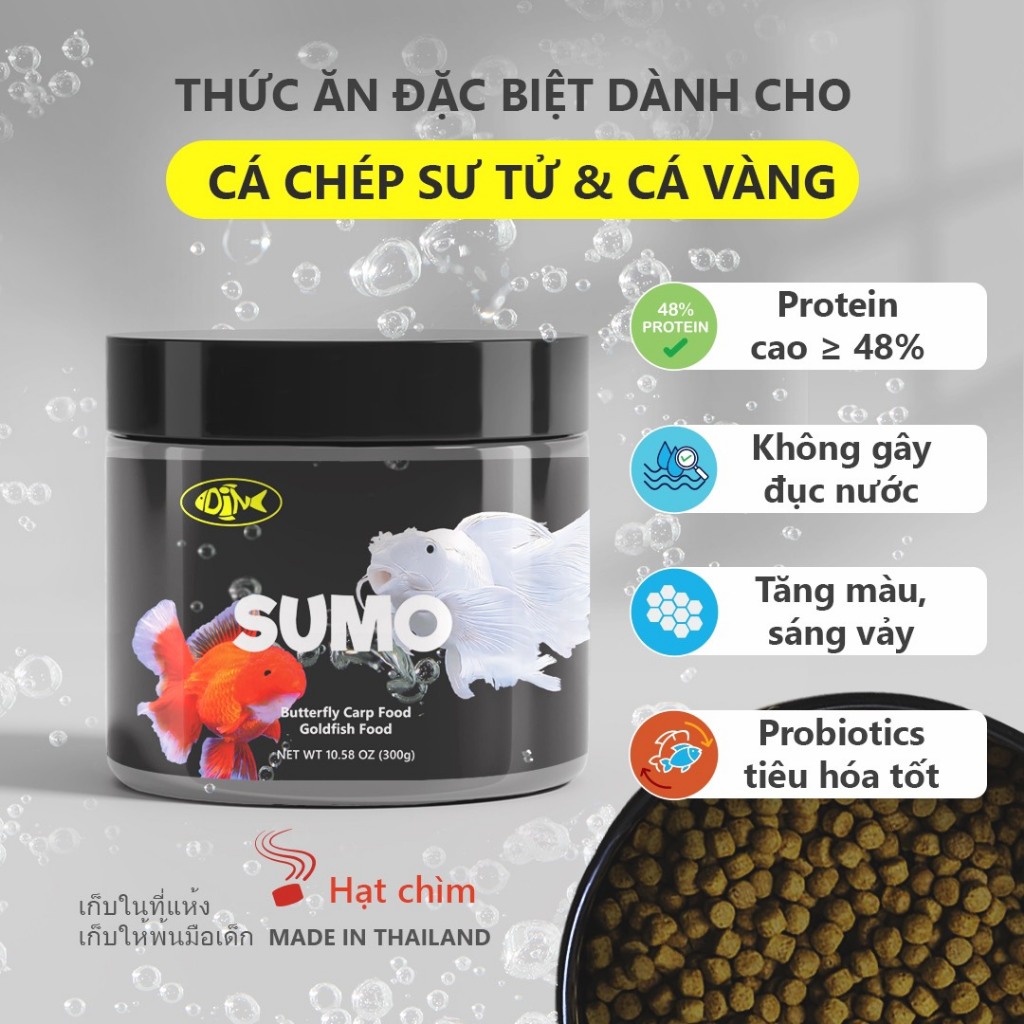 CÁM CÁ CHÉP SƯ TỬ, CÁ VÀNG SUMO HẠT CHÌM 300GR