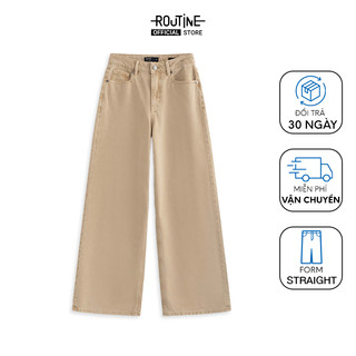 Quần Jean Nữ Trơn Ống Đứng Túi Đắp Form Straight - Routine 10F23DPAW001P