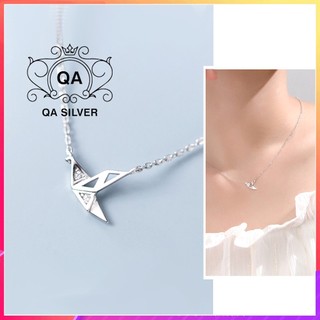 Dây chuyền bạc 925 mặt hạc giấy đính đá vòng cổ nữ S925 ORIGAMI QA SILVER Necklace NE240402