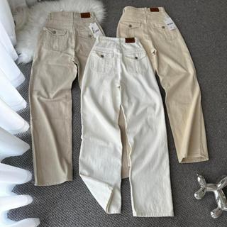 Quần Jean Nữ THE QUAO Lưng Cao Dáng Dài Túi Hộp Màu Trắng M2112_247