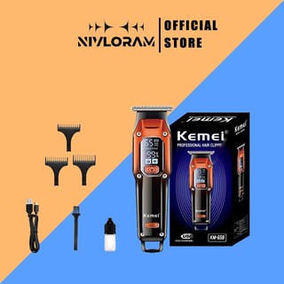 Tông đơ cắt tóc Kemei KM-658, điều chỉnh 2 tốc độ, màn hình LCD, có thể dùng để cắt tỉa, tạo kiểu và cạo râu