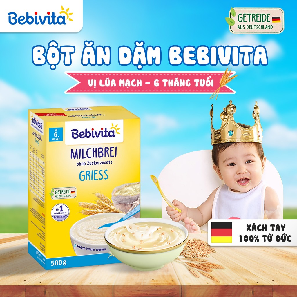 [Xách tay] Bột ăn dặm Bebivita vị lúa mạch 6months