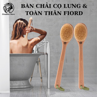 Bàn chải tắm, bàn chải kì lưng cán dài từ gỗ sồi cao cấp bàn chải tắm tẩy da chết - Cloudnie Store