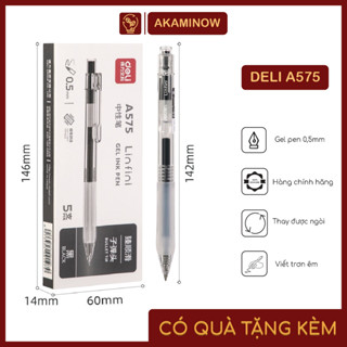 Bút Bi Mực Gel Deli A575 Mực Đen Ngòi 0.5