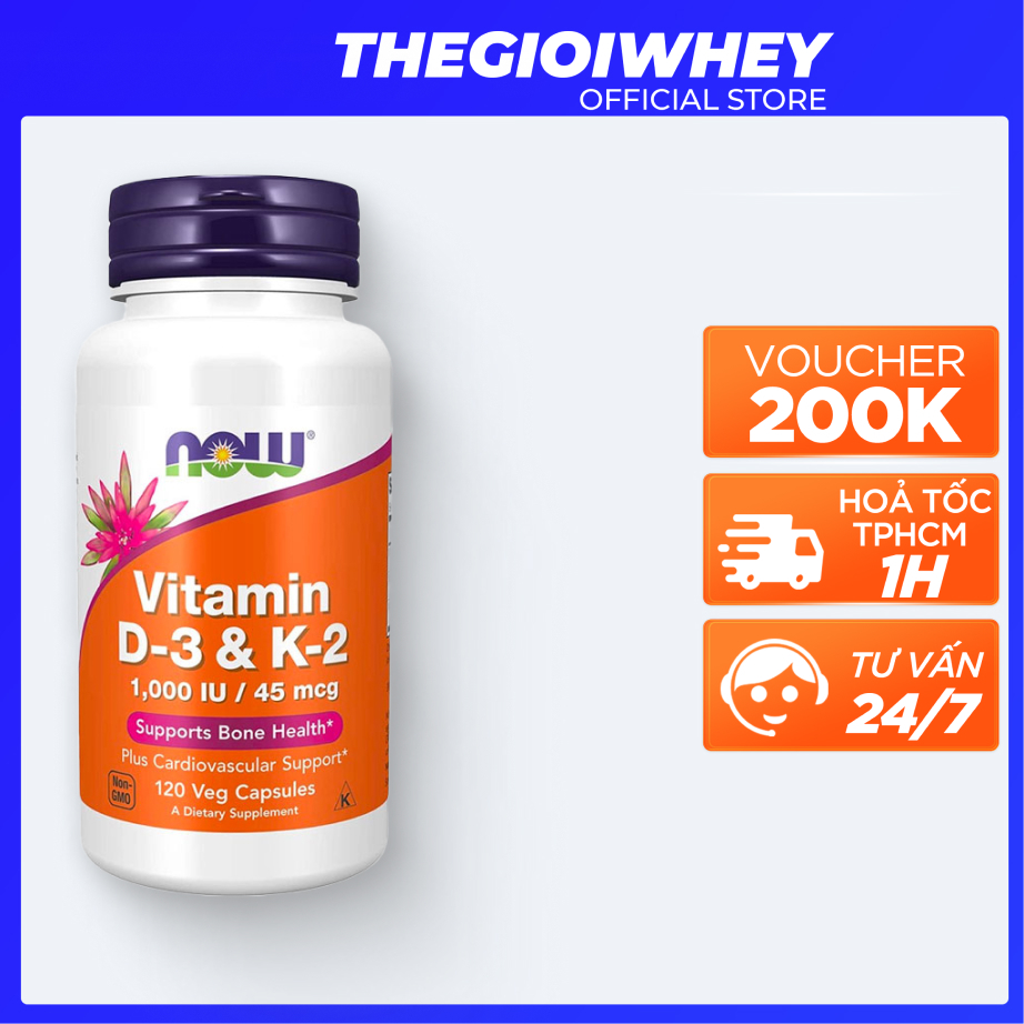 [Combo 2 Hũ] Vitamin NOW OMEGA 3 ULTRA (180 viên) & NOW D-3 K-2 (120 Viên uống Bảo Vệ Xương Khớp