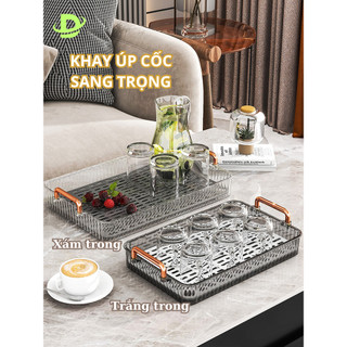 Khay úp cốc ly, khay trà nhựa PP cao cấp 2 lớp chịu nhiệt vệ sinh dễ dàng sử dụng phòng khách
