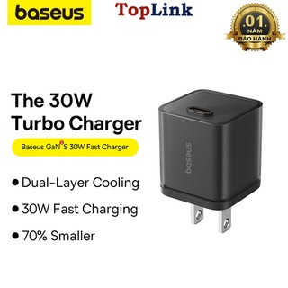 Củ Sạc Nhanh PD 30w Cho IP 15 16 Baseus Gan5s 2 Lớp Làm Mát Chống Quá Tải Nhiệt Nhỏ Gọn, Sang Trọng