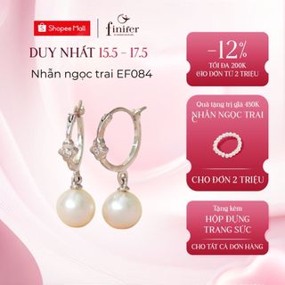 Bông tai ngọc trai thật, bạc quý kim với thiết kế tinh xảo, thanh lịch - EF084 - Finifer by Hoang Gia Pearl