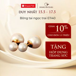 Bông tai ngọc trai tự nhiên nuôi, khuyên tai bạc đính ngọc cao cấp Hoàng Gia Pearl E1140