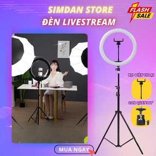 Đèn livestream size 26 33 36cm và chân 2m1 hỗ trợ chụp ảnh make up trang điểm nhiều chế độ sáng