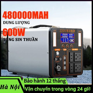 Trạm sạc dự phòng 220V,trạm điện lưu động 480000mAh, sóng sin chuẩn Công suất 600W,máy phát điện di động