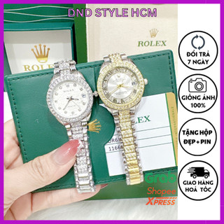 Đồng hồ nữ Rolex dây kim loại, đồng hồ rolex nữ đính đá full viền sang trọng trẻ trung - DndStyle