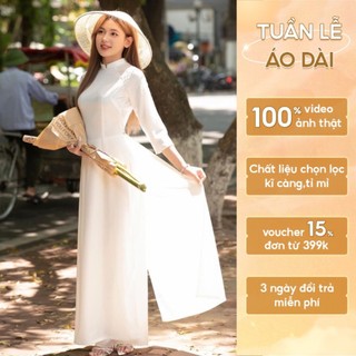 Áo dài truyền thống trắng nữ học sinh đi học chụp hình kỷ yếu tay lỡ by Hồng Linh