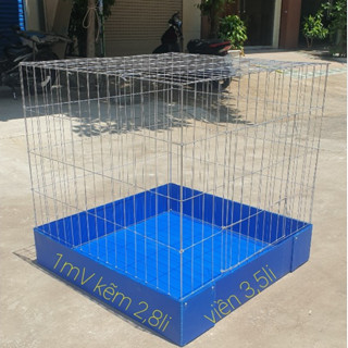 Lồng gà vuông 1mv + Khay móc ráp sẵn bằng kẽm lá bản to