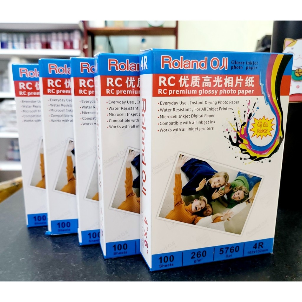 GIẤY IN ẢNH GLOSSY RC ROLAND 4R 260G( XẤP 100 TỜ)