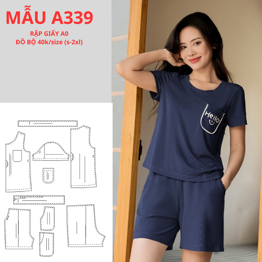 RẬP GIẤY A0 ĐỒ BỘ ĐÙI THUN NỮ -A339