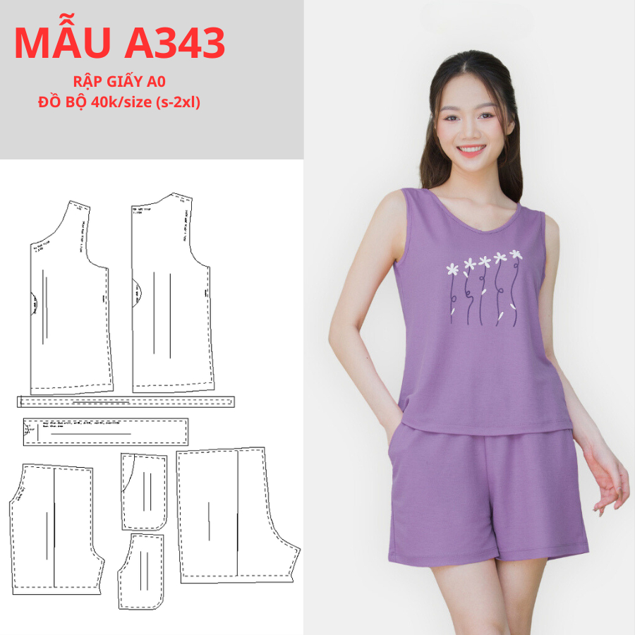 RẬP GIẤY A0 ĐỒ BỘ ĐÙI THUN NỮ 3 LỖ -A343