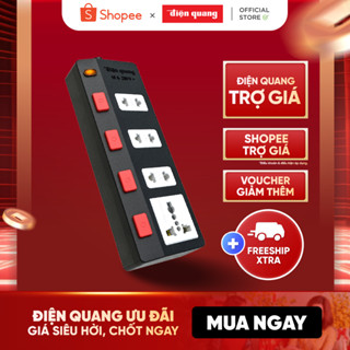Ổ cắm điện đa năng Điện Quang ECO 4SBW (4 lỗ 4 công tắc), chịu tải cao, tự ngắt khi quá tải