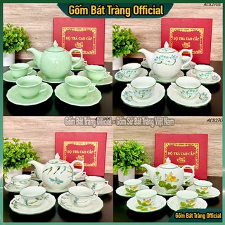 Bộ ấm trà họa tiết vẽ tay bát tràng, ấm chén bát tràng cao cấp loại i