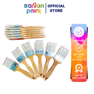 Combo 6 Cây Cọ Cán Vàng Thanh Bình - 5Cm Lông Đầu Cọ Mềm, Hút Sơn Tốt - Dolphinpaint.vn