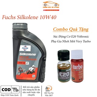  Nhớt Xe Máy Fuchs Silkolene 10W40 Pro 4XP Dành Cho Xe Số Côn Tay Tặng Súc Động Cơ Và Phụ Gia Nhớt Mới 