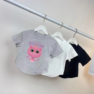 Áo thun cotton hình mèo xinh cho bé