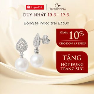 Bông tai ngọc trai tự nhiên nuôi, khuyên tai bạc đính ngọc cao cấp Hoàng Gia Pearl E3300