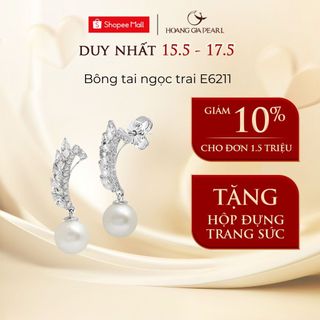 Bông tai ngọc trai tự nhiên nuôi, khuyên tai bạc đính ngọc cao cấp Hoàng Gia Pearl E6211