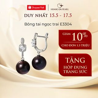 Bông tai ngọc trai tự nhiên nuôi, khuyên tai bạc đính ngọc cao cấp Hoàng Gia Pearl E3304