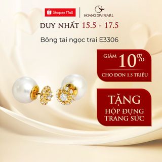Bông tai ngọc trai tự nhiên nuôi, khuyên tai bạc đính ngọc cao cấp Hoàng Gia Pearl E3306