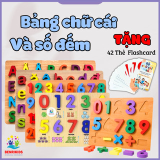 Đồ Chơi Gỗ Bảng Chữ Nổi In Hoa Song Ngữ Bảng Chữ Cái Và Số Đếm Giúp Bé Học Chữ Cái Tiếng Anh