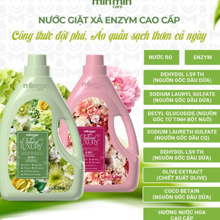 Nước giặt xả Min Min Care 3,2 lit/1 can - sạch,an toàn,hương nước hoa, lưu hương