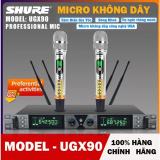 Micro Karaoke Không Dây SHURE UGX90 Bộ Mạch Thế Hệ Mới TỤ TO Sóng UHF Chống Hú Cực Tốt , Tự Ngắt, Hát Hay Tiếng Sáng