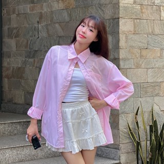 Calem Club - Áo sơ mi kate Khoác Ngoài tay Dài trơn nhiều màu form rộng unisex