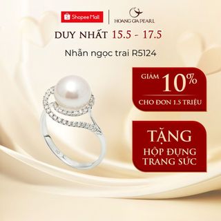 Nhẫn ngọc trai nuôi thiên nhiên nhẫn bạc nữ đính đá CZ cao cấp thanh lịch làm quà tặng Hoàng Gia Pearl R5124