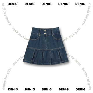  Chân váy jean cạp cao hai cúc xếp ly bản to DENIG - PIPO SKIRT 