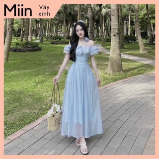 Váy maxi tơ mềm cổ bèo
