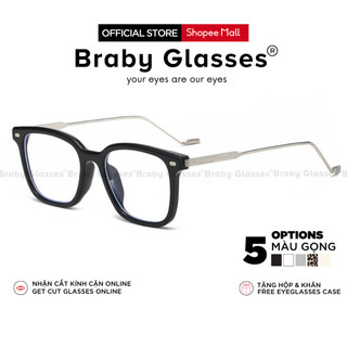 Gọng kính cận kim loại nam nữ Braby Glasses mắt vuông thời trang cá tính mới lạ MK20