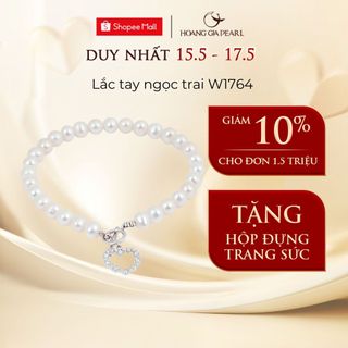 Lắc tay ngọc trai cao cấp vòng tay nữ ngọc trai thật dây mặt dây bạc đính đá CZ Hoàng Gia Pearl W1764
