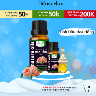 Lọ tinh dầu nguyên chất hoa hồng 10ml - 50ml tinh dầu thiên nhiên thơm phòng - DIFFUSER LUX