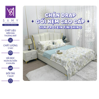 Bộ Chăn Ga Gối Lụa Tencel Coolsilk SAMY BEDDING Cao Cấp Họa Tiết Vàng