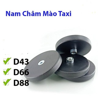Đế nam châm bọc cao su, có ren, gắn mào taxi từ tính mạnh mẽ